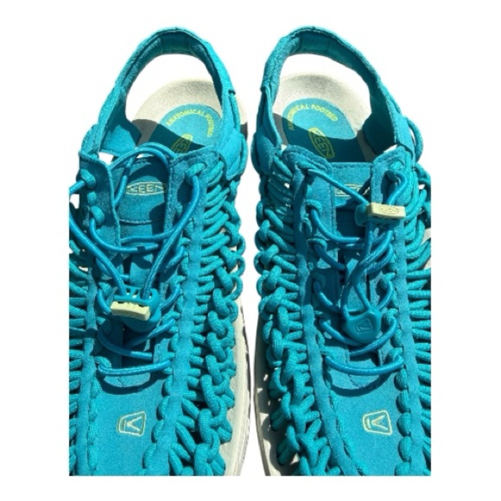 KEEN UNEEK Sandals Woman’s 9.5 Teal Two Cord Outdoor Comfort Slip On Casual - Picture 6 of 11